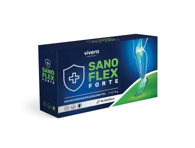 Sanoflex Forte Verpackung – 60 vegane Gelenkkapseln mit Teufelskralle, Weihrauch und Kurkuma