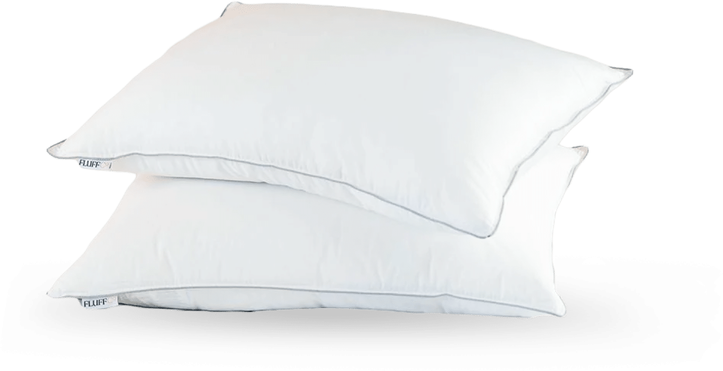 Zenfluffsleep Kissen mit weißem Baumwollbezug und veganer Fluff-Mikrofaserfüllung