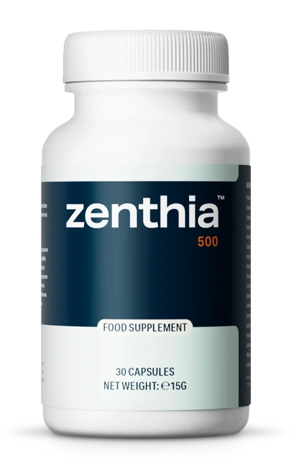 Zenthia Kapseln Verpackung – Nahrungsergänzungsmittel mit Probiotika und B-Vitaminen