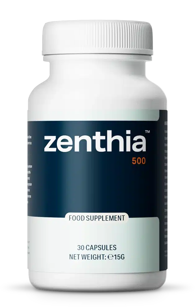 Zenthia Kapseln Verpackung – Nahrungsergänzungsmittel mit Probiotika und B-Vitaminen
